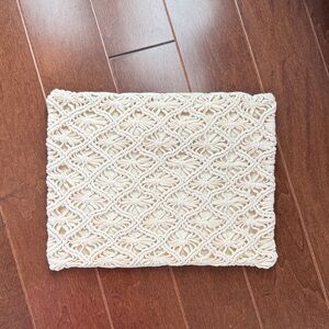 Elegant Cream Macrame pillow cover Celerie Kemble